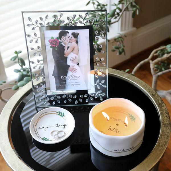 Pavilion Gift Company Mr. & Mrs. 8 Oz - 100% Soy Wax Reveal Candle Scent: Tranquility