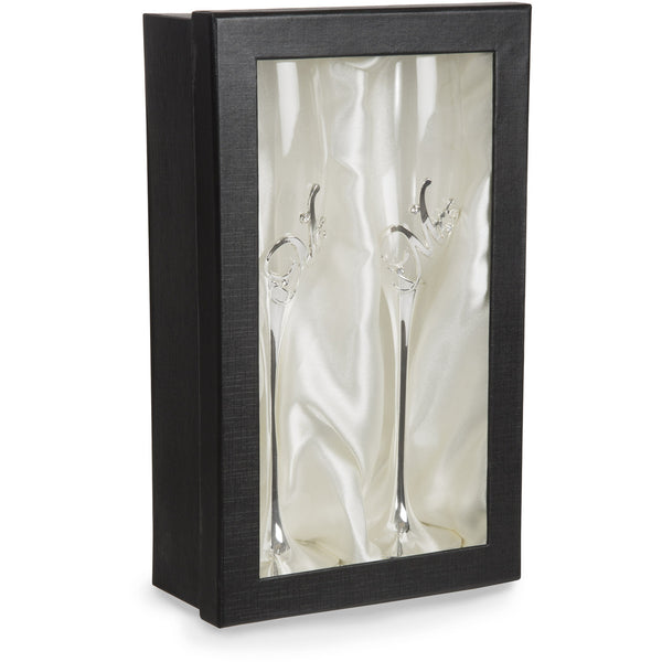 Pavilion Gift Company Mr. & Mrs. 8 Oz Champagne Flute With Zinc Stem (Set Of 2)