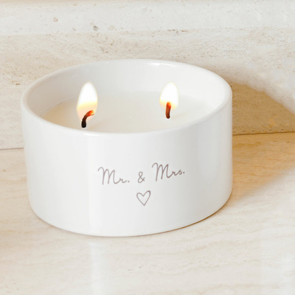 Pavilion Gift Company Mr. & Mrs. Double Wick 10 Oz 100% Soy Wax Candle Scent: Tranquility