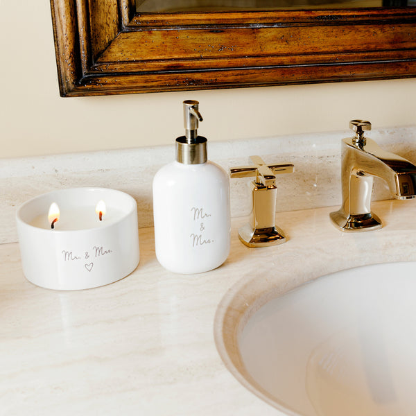 Pavilion Gift Company Mr. & Mrs. Double Wick 10 Oz 100% Soy Wax Candle Scent: Tranquility