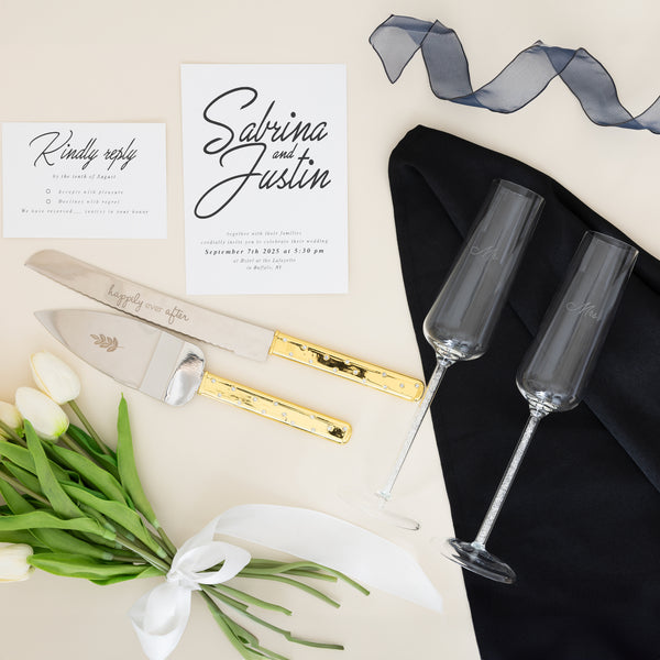 Pavilion Gift Company Mr. & Mrs. Gift Boxed 7 Oz Glass Toasting Flute Set