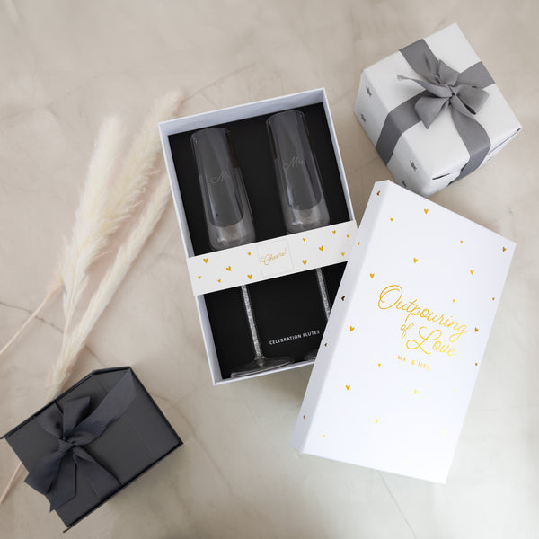 Pavilion Gift Company Mr. & Mrs. Gift Boxed 7 Oz Glass Toasting Flute Set