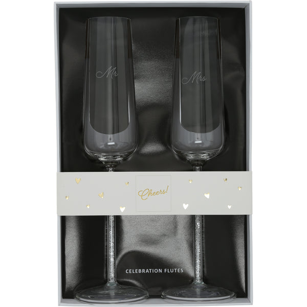 pavilion gift company Mr. & Mrs. Gift Boxed 7 oz Glass Toasting Flute Set