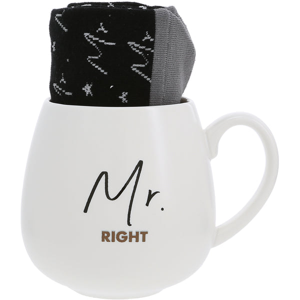 pavilion gift company Mr. Right 15.5 oz Mug and Sock Set