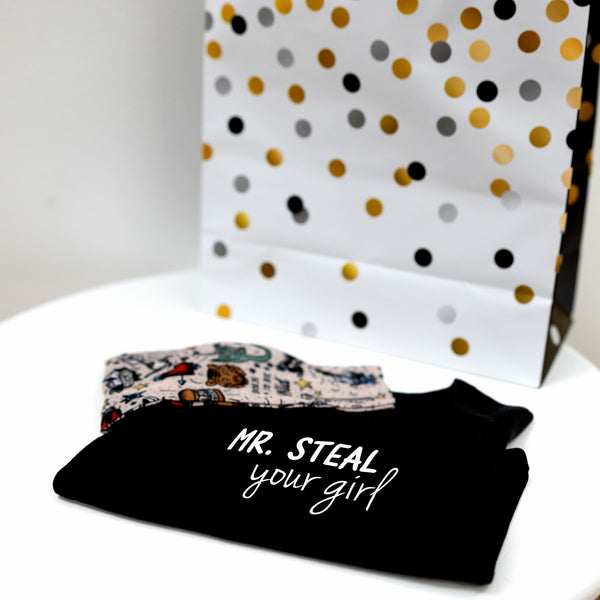 Pavilion Gift Company Mr. Steal 6-12 Months Biker Tat Tee Bodysuit