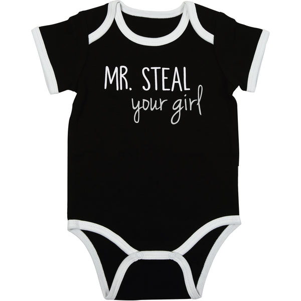 pavilion gift company Mr. Steal 6-12 Months Black Bodysuit