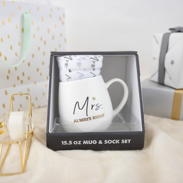 Pavilion Gift Company Mrs. Always Right 15.5 Oz Mug And Sock Set