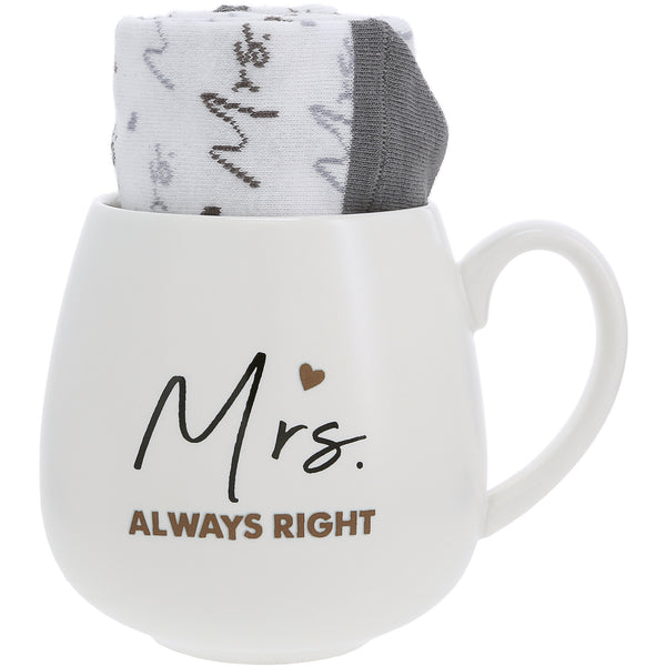 pavilion gift company Mrs. Always Right 15.5 oz Mug and Sock Set