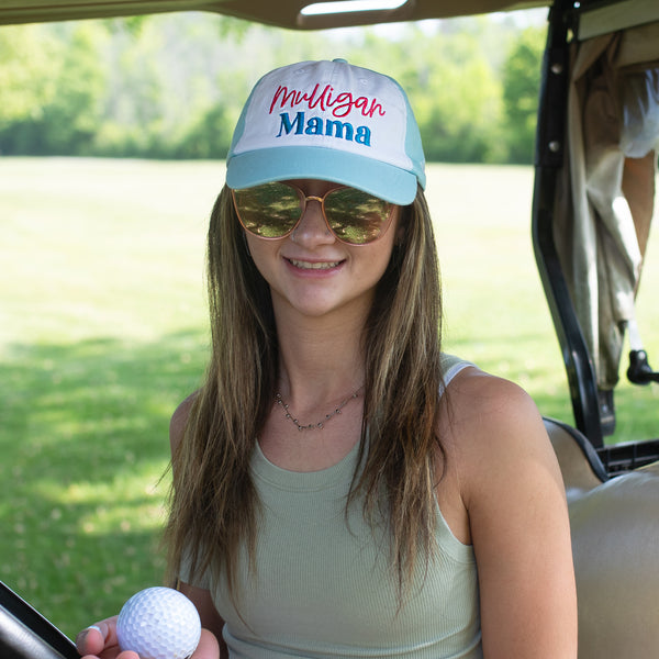 Pavilion Gift Company Mulligan Mama Light Teal With White Adjustable Hat