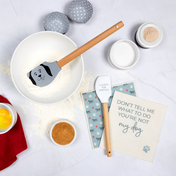 Pavilion Gift Company My Dog Spatula And Reusable Dish Cloth Set (2 Of Each)