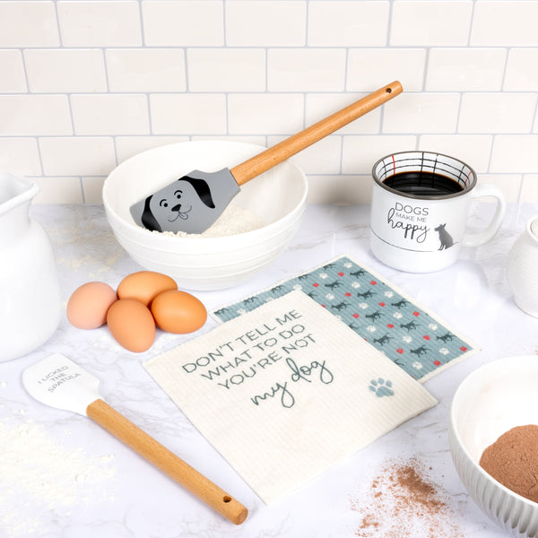 Pavilion Gift Company My Dog Spatula And Reusable Dish Cloth Set (2 Of Each)