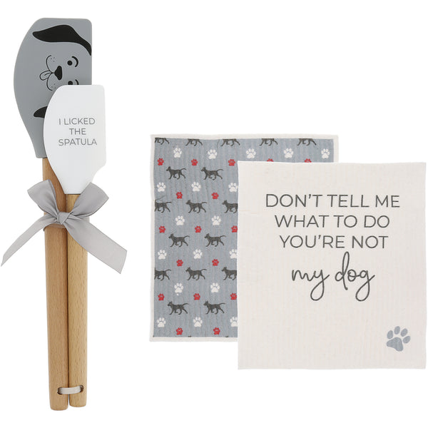 pavilion gift company My Dog Spatula and Reusable Dish Cloth Set (2 of Each)
