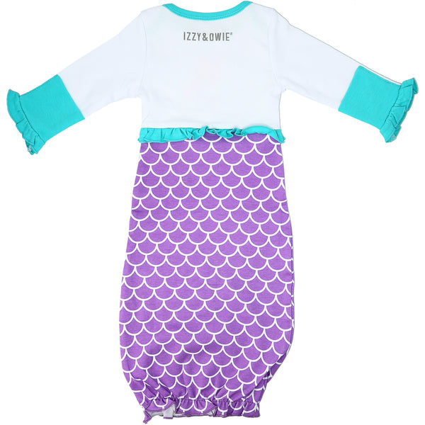 Pavilion Gift Company Mystical Mermaid 0-3 Months Gown With Mitten Cuffs