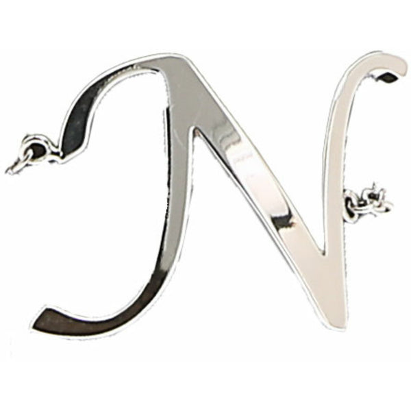 pavilion gift company N Adjustable Rhodium Plated Monogram Ring