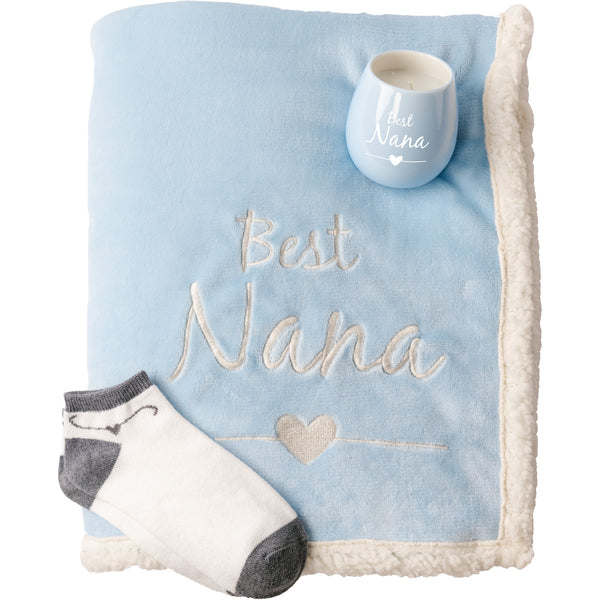 pavilion gift company Nana 42" x 50" Sherpa Lined Royal Plush Blanket Gift Set
