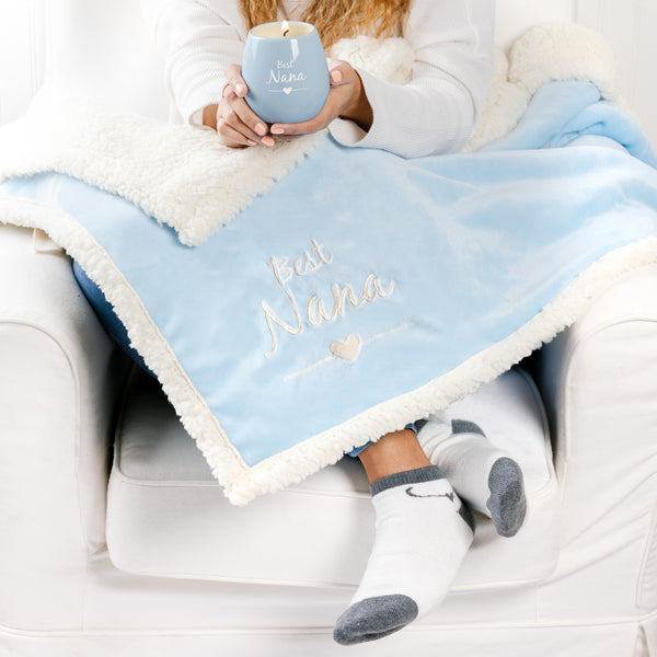 Pavilion Gift Company Nana 42" X 50" Sherpa Lined Royal Plush Blanket Gift Set