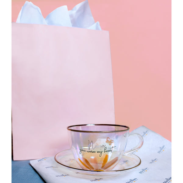 Pavilion Gift Company Nana 7 Oz Glass Teacup And Saucer