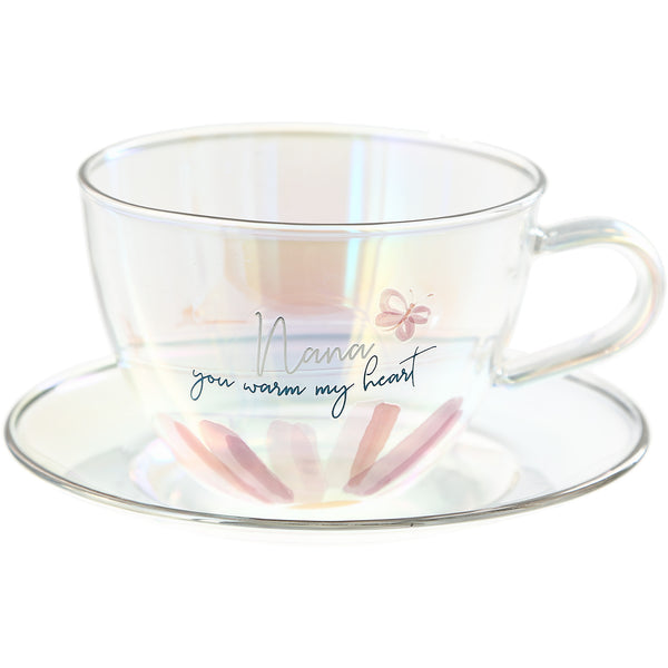 Pavilion Gift Company Nana 7 Oz Glass Teacup And Saucer