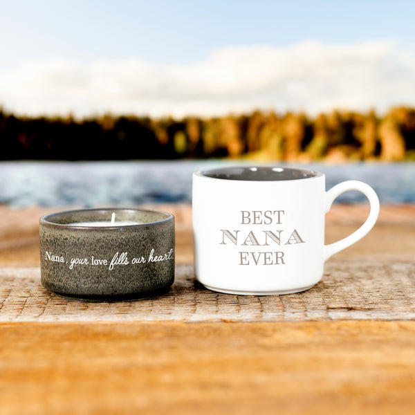 Pavilion Gift Company Nana Stacking Mug And Candle Set 100% Soy Wax Scent: Tranquility