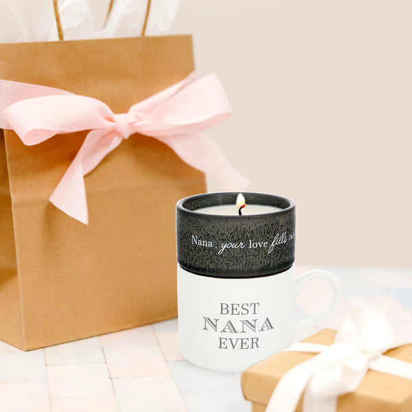 Pavilion Gift Company Nana Stacking Mug And Candle Set 100% Soy Wax Scent: Tranquility