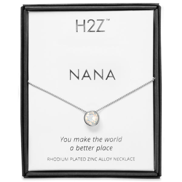 pavilion gift company Nana White Opal 16" - 17.5" Rhodium Necklace