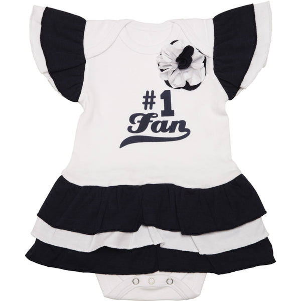 pavilion gift company Navy & White #1 Fan Onesie Dress 0-6 Months