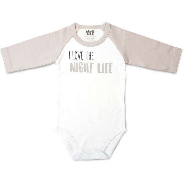 pavilion gift company Night Life 6-12 Months 3/4 Length Gray Sleeve Onesie