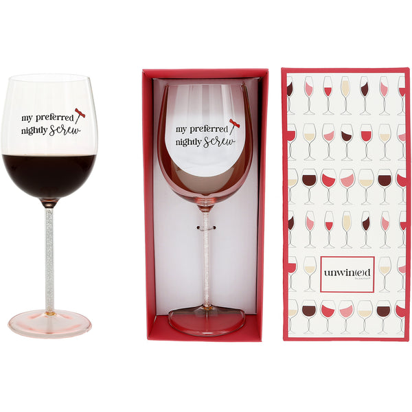 Pavilion Gift Company Nightly Screw Gift Boxed 17 Oz Wine Glass
