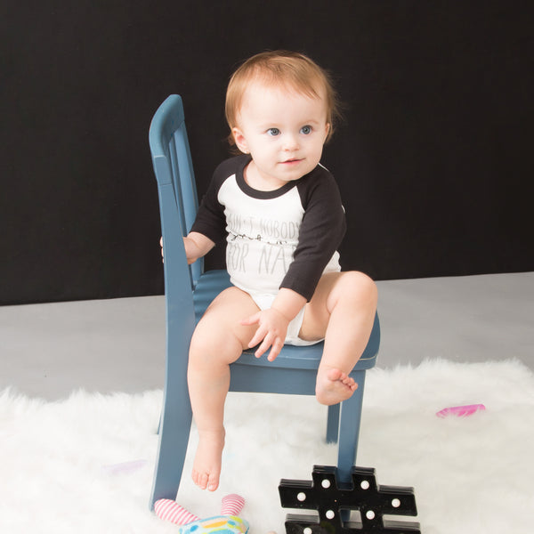 Pavilion Gift Company Nobody Got Time 6-12 Months 3/4 Length Black Sleeve Onesie