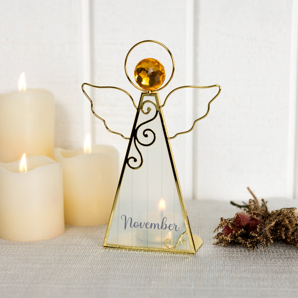 Pavilion Gift Company November 6.5" Monthly Angel Tea Light Holder