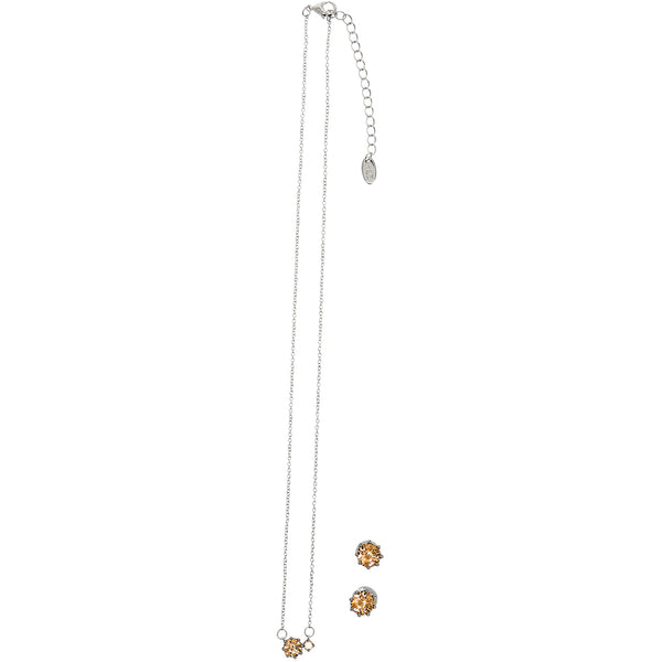 Pavilion Gift Company November Light Topaz 16.5"-18.5" Birthstone Jewelry Gift Set