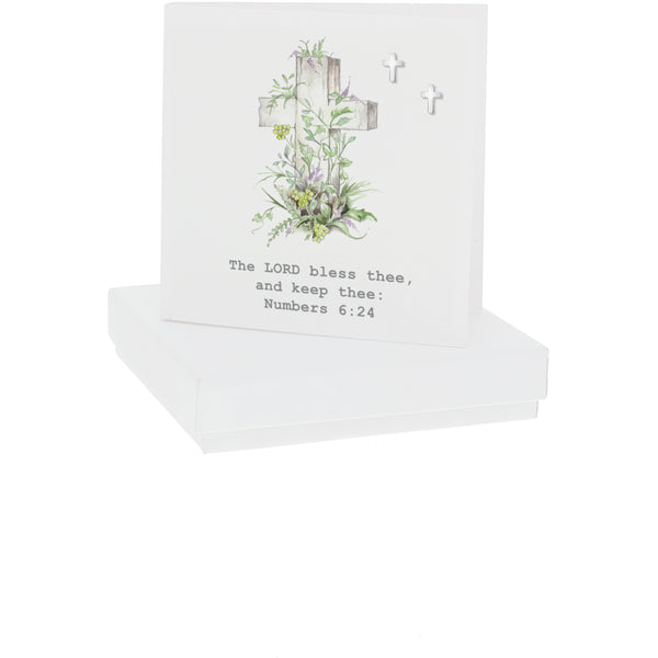 pavilion gift company Numbers 6:24 7mm Sterling Silver Cross Stud Earrings