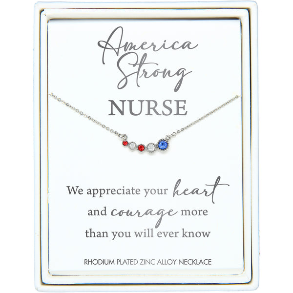 pavilion gift company Nurse 16"-18" Rhodium Plated Crystal Necklace