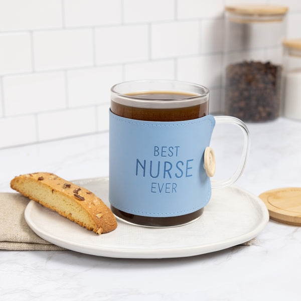 Pavilion Gift Company Nurse 16 Oz Wrapped Glass Mug With Coaster Lid