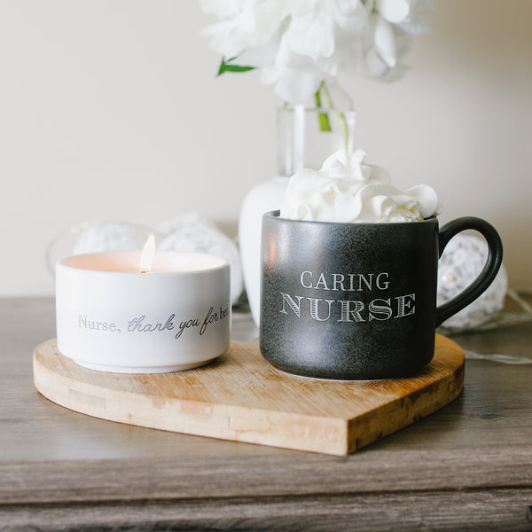 Pavilion Gift Company Nurse Stacking Mug And Candle Set 100% Soy Wax Scent: Tranquility