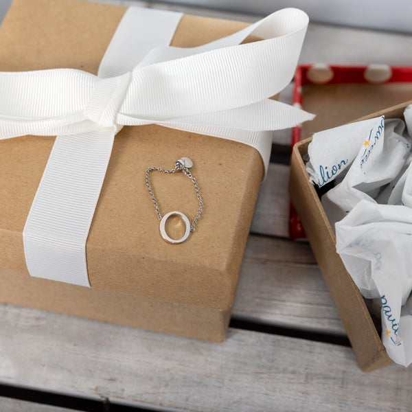 Pavilion Gift Company O Adjustable Rhodium Plated Monogram Ring