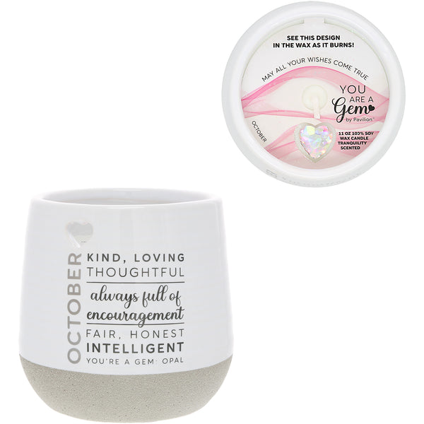 pavilion gift company October 11 oz - 100% Soy Wax Reveal Candle with Birthstone Scent: Tranquility