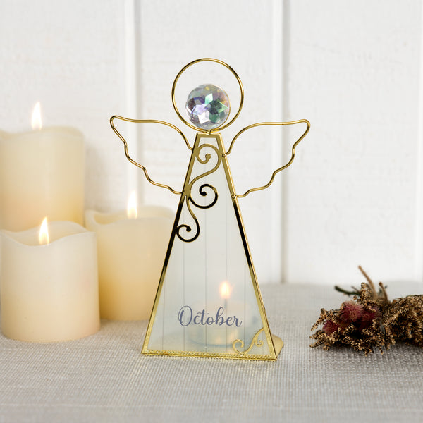 Pavilion Gift Company October 6.5" Monthly Angel Tea Light Holder