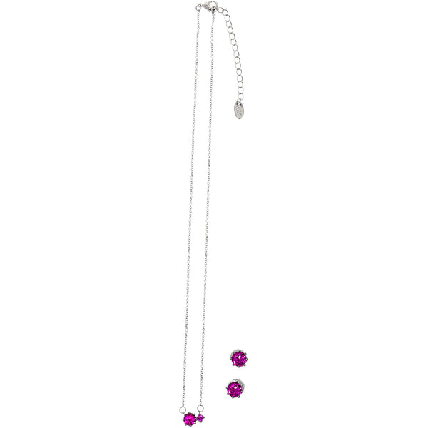Pavilion Gift Company October Pink Tourmaline 16.5"-18.5" Birthstone Jewelry Gift Set