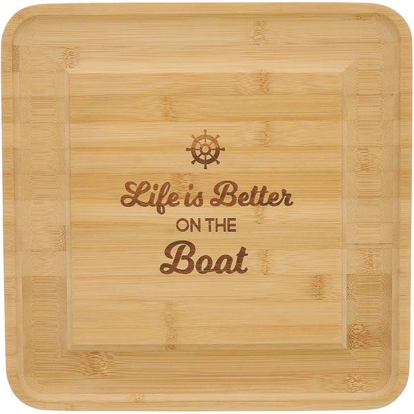 pavilion gift company On The Boat 13" Bamboo Serving Board with Utensils