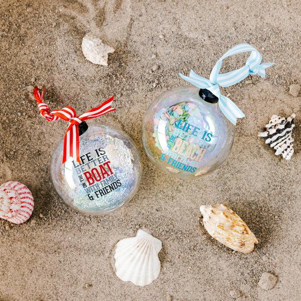 Pavilion Gift Company On The Boat 4" Iridescent Glass Ornament