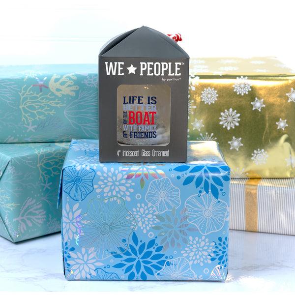 Pavilion Gift Company On The Boat 4" Iridescent Glass Ornament