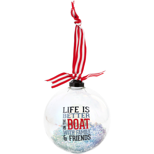 pavilion gift company On the Boat 4" Iridescent Glass Ornament