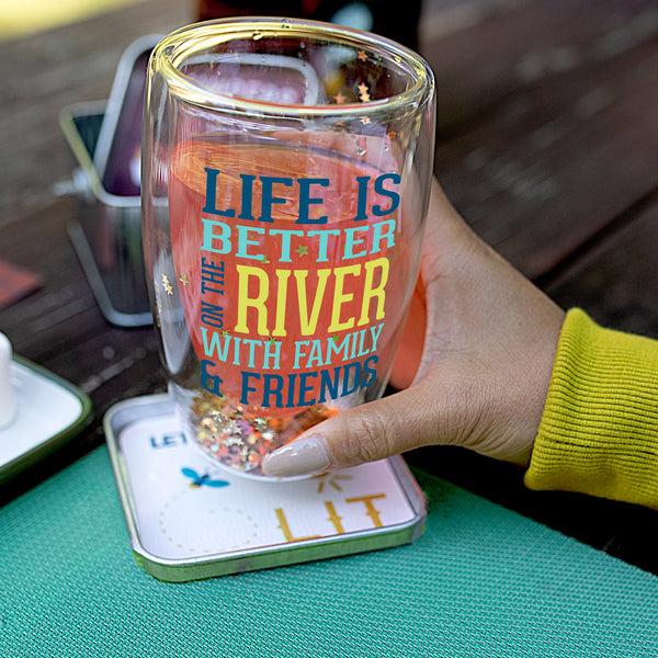 Pavilion Gift Company On The River 14 Oz Double-Walled Glass