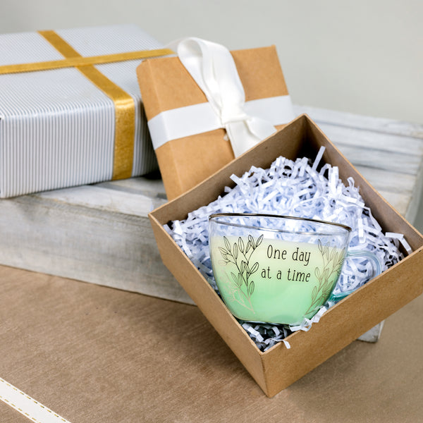 Pavilion Gift Company One Day 6 Oz - 100% Soy Wax Teacup Candle With Saucer Scent: Fresh Cotton