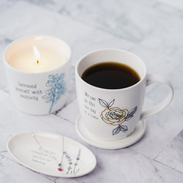 Pavilion Gift Company One Day At A Time 17 Oz Cup With Coaster Lid