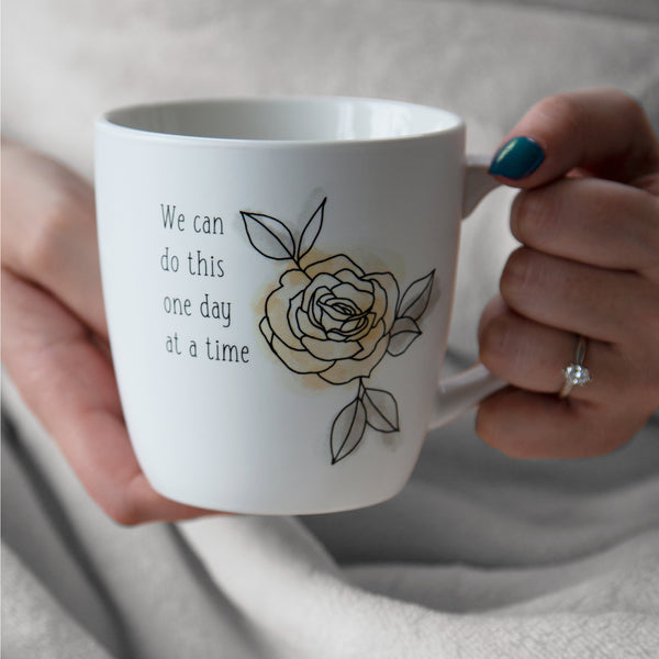 Pavilion Gift Company One Day At A Time 17 Oz Cup With Coaster Lid