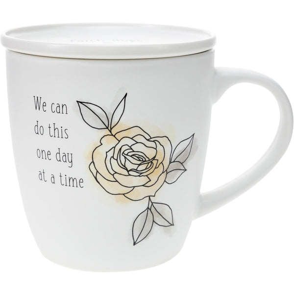 pavilion gift company One Day at a Time 17 oz Cup with Coaster Lid