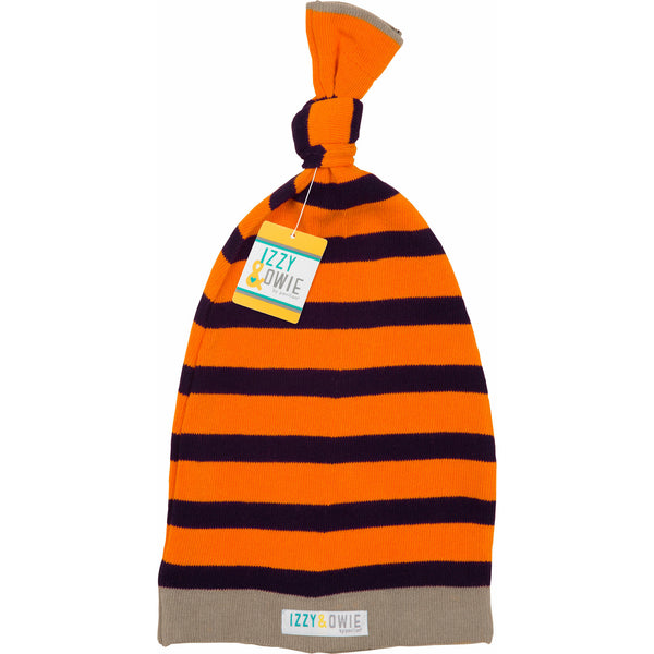 Pavilion Gift Company Orange And Navy Stripe 0-12 Month Baby Hat