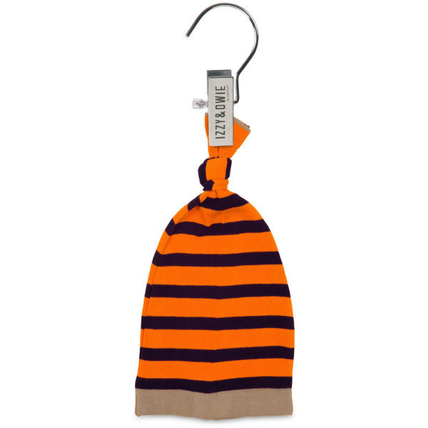 Pavilion Gift Company Orange And Navy Stripe 0-12 Month Baby Hat